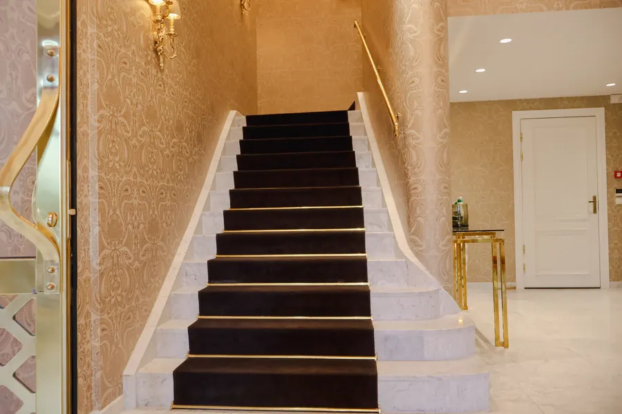 The staircase to the first floor